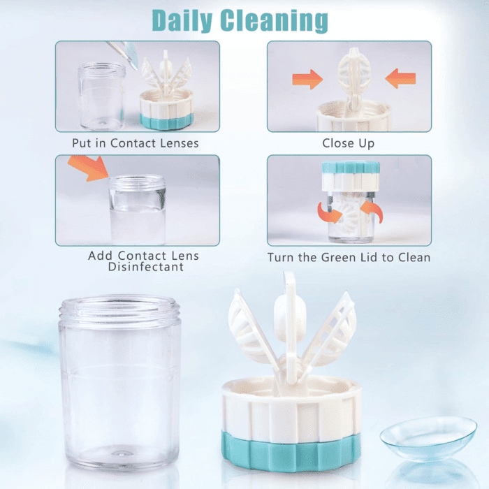 Contact Lens Travel Kit with Cleaner Washer, Portable Contact Box with Mirror Tweezers Remover Tool Solution Bottle for Daily Outdoor - Image 3