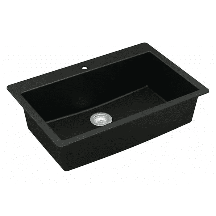 Drop-In 33-In X 22-In Black Quartz Single Bowl 1-Hole Kitchen Sink - Image 6