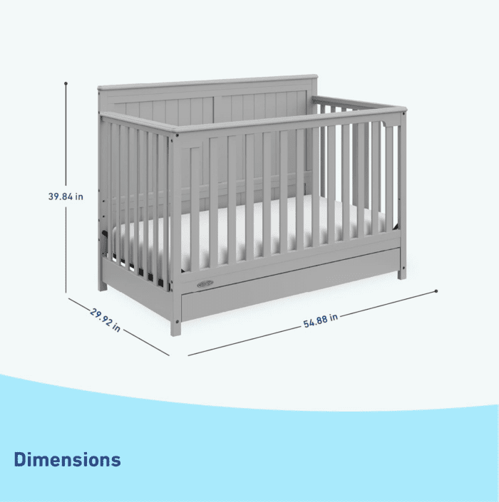 Hadley 5-In-1 Convertible Crib with Drawer (Pebble Gray) – GREENGUARD Gold Certified, Crib with Drawer Combo, Full-Size Nursery Storage Drawer, Converts to Toddler Bed, Daybed - Image 8