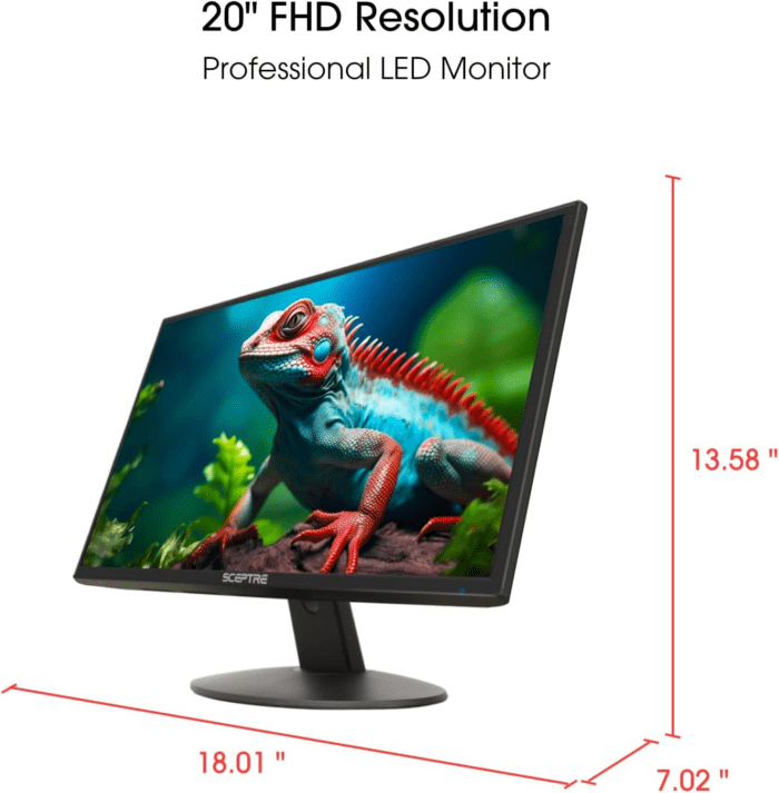 20" 1600X900 75Hz Ultra Thin LED Monitor 2X HDMI VGA Built-In Speakers, Machine Black Wide Viewing Angle 170° (Horizontal) / 160° (Vertical) - Image 3