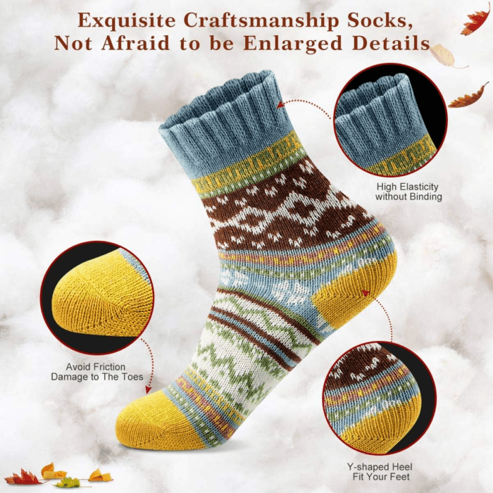 Women Socks Winter - Gifts for Women - Warm Thick Soft Wool Socks Christmas Gifts Socks Cozy Crew Socks - Image 3