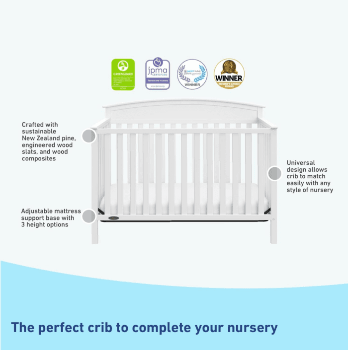 Benton 5-In-1 Convertible Crib (White) – GREENGUARD Gold Certified, Converts from Baby Crib to Toddler Bed, Daybed and Full-Size Bed, Fits Standard Full-Size Crib Mattress - Image 5