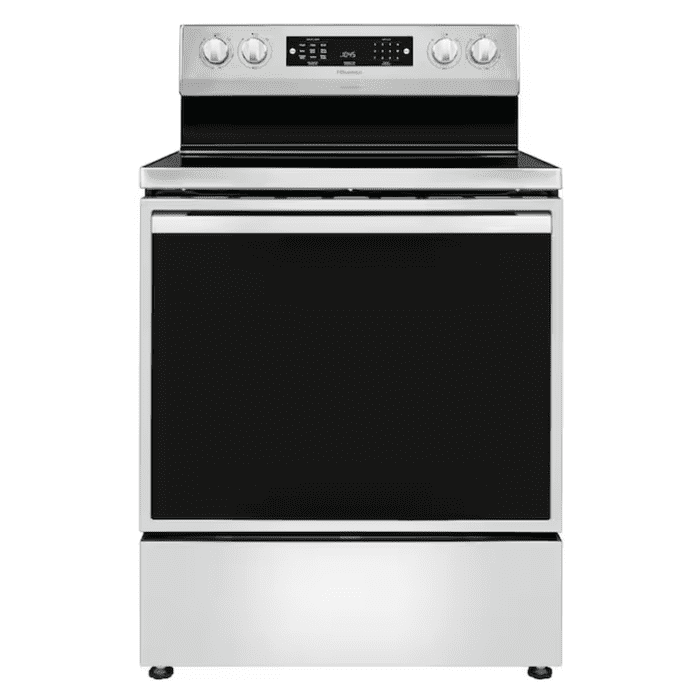 30-In Glass Top 5 Burners 5.8-Cu Ft Self & Steam Cleaning Air Fry Convection Oven Freestanding Electric Range (Stainless Steel)