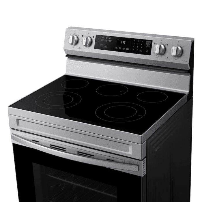 30-In Glass Top 5 Burners 6.3-Cu Ft Self & Steam Cleaning Freestanding Smart Electric Range (Stainless Steel) - Image 4