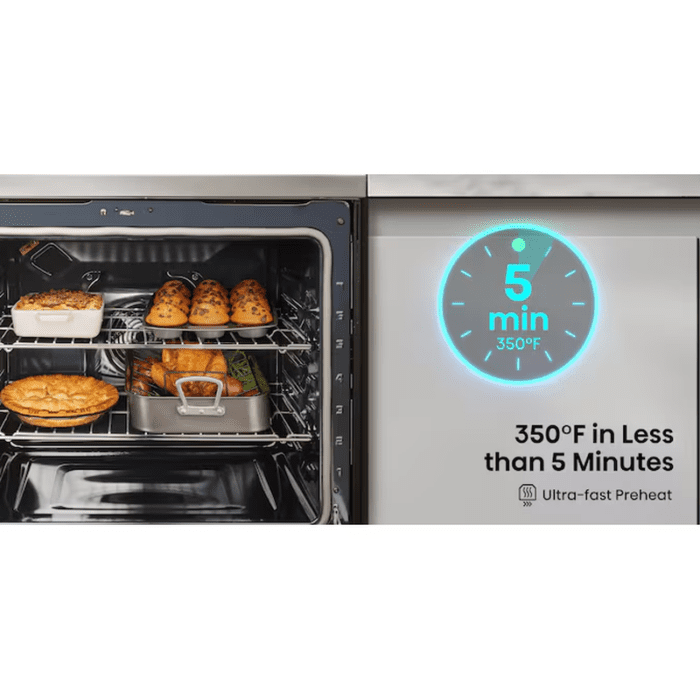 30-In Glass Top 5 Burners 5.8-Cu Ft Self & Steam Cleaning Air Fry Convection Oven Slide-In Electric Range (Stainless Steel) - Image 7