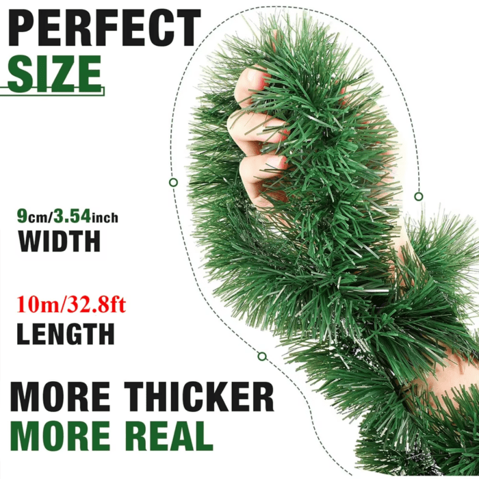 1Pc Christmas Green Tinsel Garland Artificial Vine Xmas Tree Hanging Ornament for 2024 Navidad Party DIY Decor Supplies - Image 3