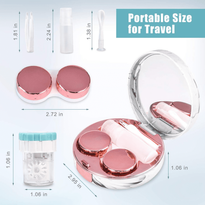 Contact Lens Travel Kit with Cleaner Washer, Portable Contact Box with Mirror Tweezers Remover Tool Solution Bottle for Daily Outdoor - Image 4