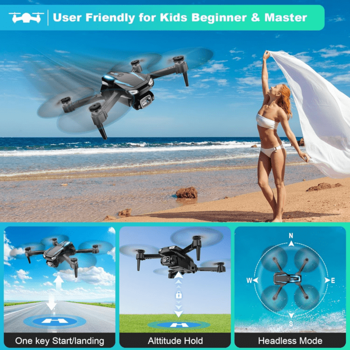 Drone with Camera, 1080P HD FPV Foldable Drone for Kids Adults Beginners, Brushless Motor RC Quadcopter with Stable Hover, Gestures Selfie, Waypoint Fly, 3D Flips, One Key Start, 2 Batteries - Image 5