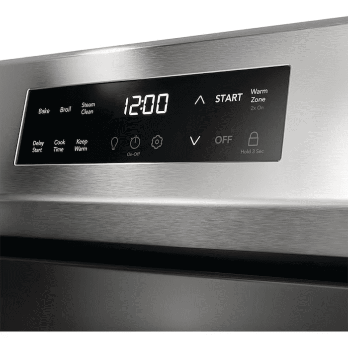 30-In Glass Top 5 Burners 5.3-Cu Ft Steam Cleaning Freestanding Electric Range (Fingerprint Resistant Stainless Steel) - Image 7