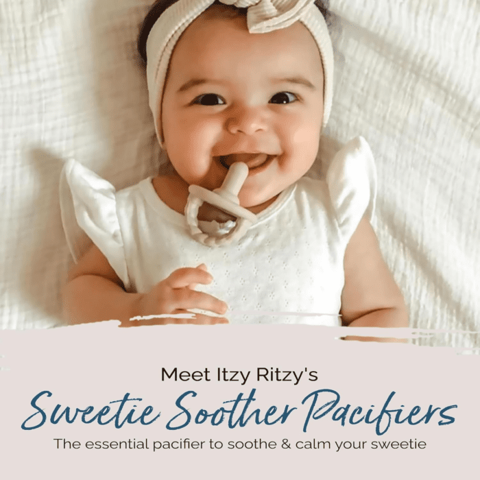 Silicone Pacifiers for Newborn - Sweetie Soother Pacifiers Feature Collapsible Handle & Two Air Holes for Added Safety; for Ages Newborn and Up, Set of 2 in Buttercream & Toast - Image 2