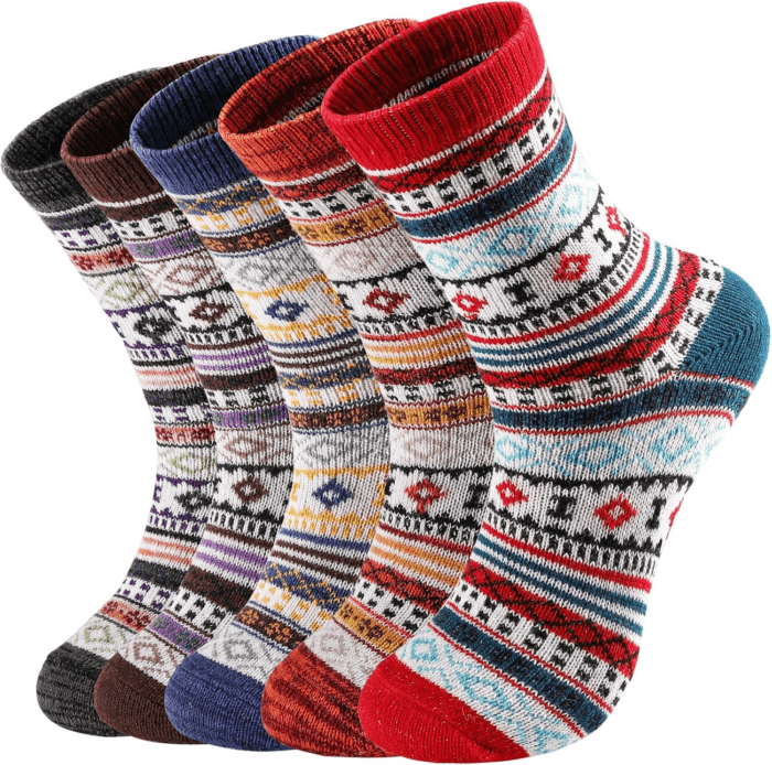 5 Pairs Wool Socks - Wool Socks for Women, Cozy Crew Socks, Warm Winter Socks for Women, Womens Vintage Socks, 6-10 - Image 8