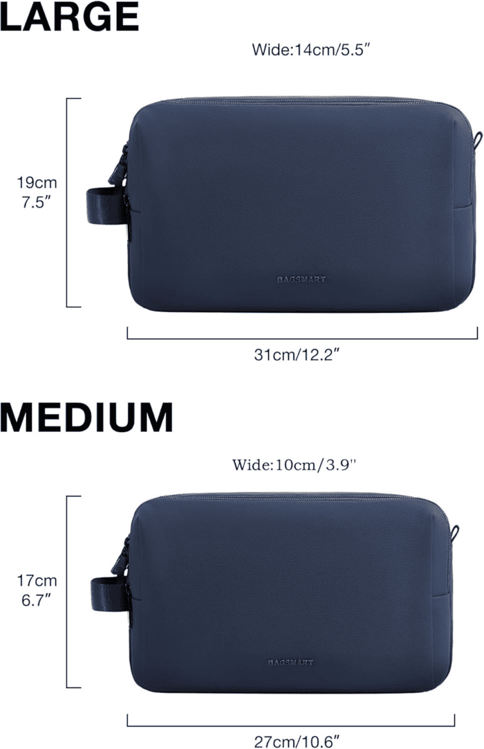 Toiletry Bag for Men, Travel Toiletry Organizer Dopp Kit Water-Resistant Shaving Bag for Toiletries Accessories, Door Room Essentials,Navy Blue-Medium - Image 6