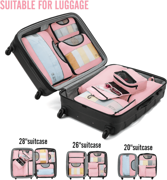 8 Set Packing Cubes for Suitcases, Travel Essentials for Carry On, Luggage Organizer Bags Set for Travel Accessories in 4 Sizes(Extra Large, Large, Medium, Small), Pink - Image 6