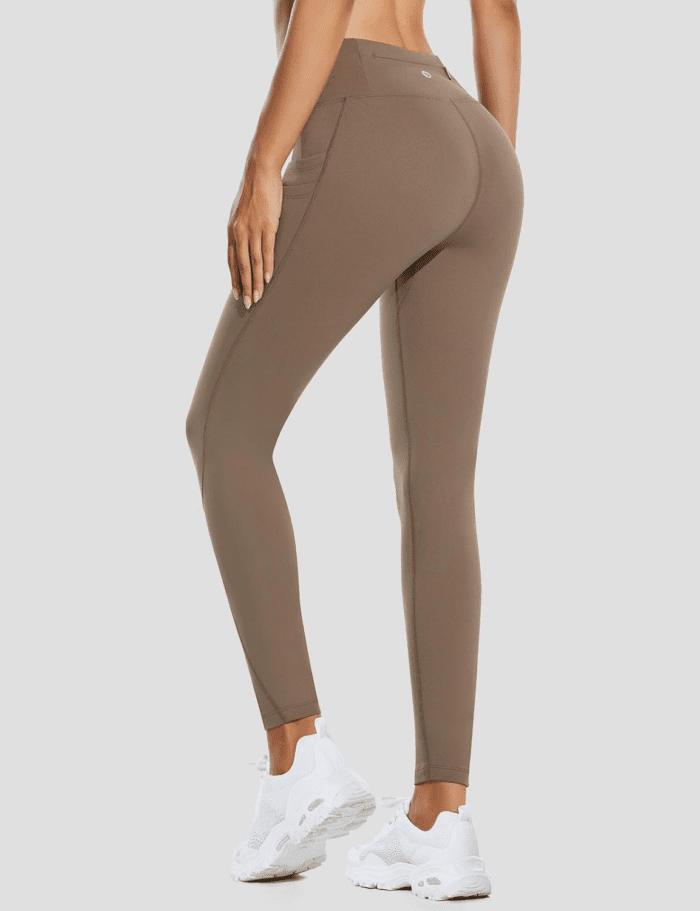 Women'S Fleece Lined Leggings Water Resistant Thermal Winter Warm Tights High Waisted with Pockets Running Gear - Image 2