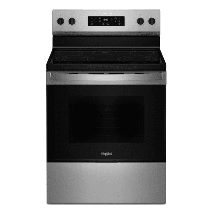 30-In Glass Top 5 Burners 5.3-Cu Ft Steam Cleaning Freestanding Electric Range (Fingerprint Resistant Stainless Steel)