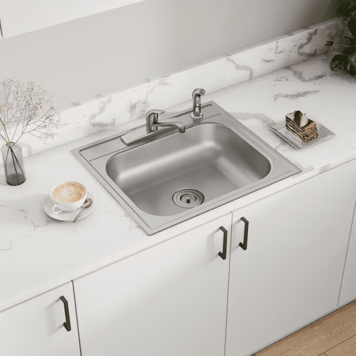 Dayton Drop-In 25-In X 22-In Stainless Steel Single Bowl 4-Hole Kitchen Sink - Image 3