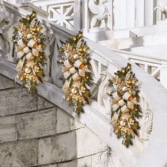 Door Stairs Wreath Christmas Wreath Hanging Pendants Artificial Flowers Stairway Swag Trim Garland Christmas Decorations 2024 - Image 2