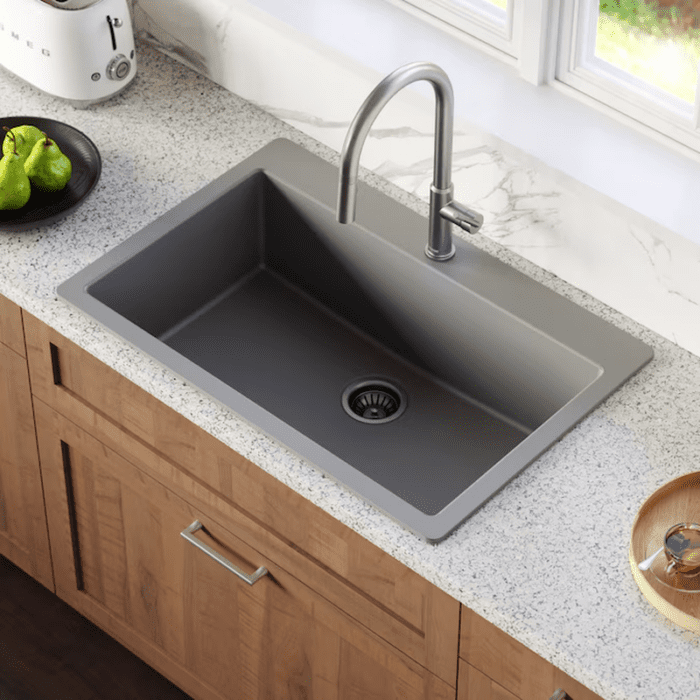 Drop-In 33-In X 22-In White Quartz Single Bowl 1-Hole Kitchen Sink - Image 17