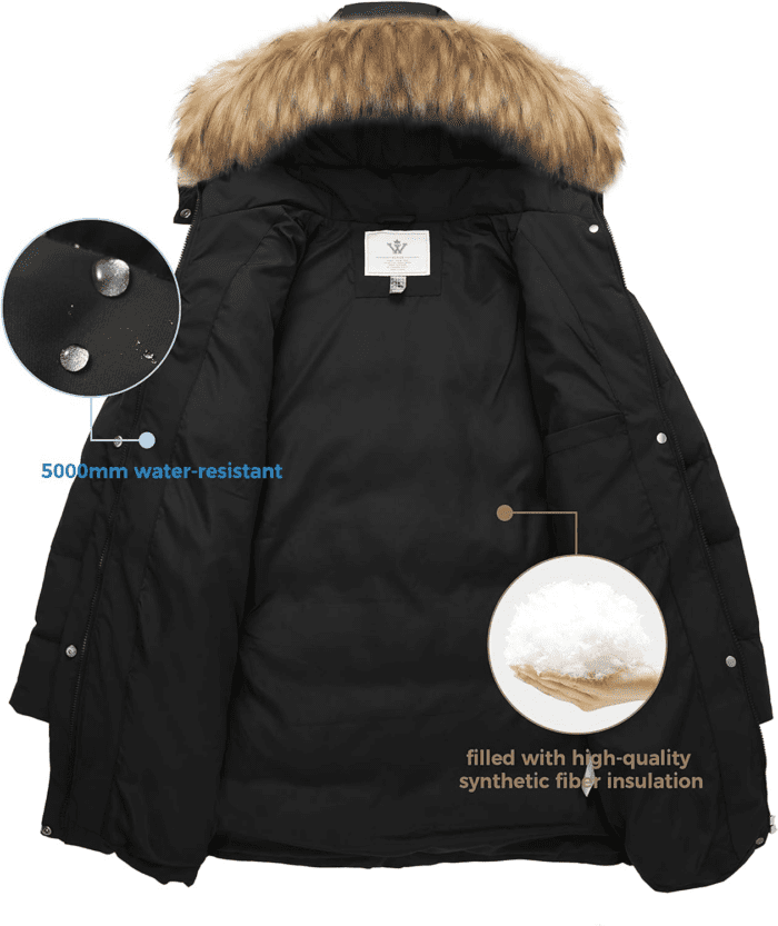 Women'S Winter Thicken Puffer Coat Warm Jacket with Faux Fur Removable Hood - Image 5