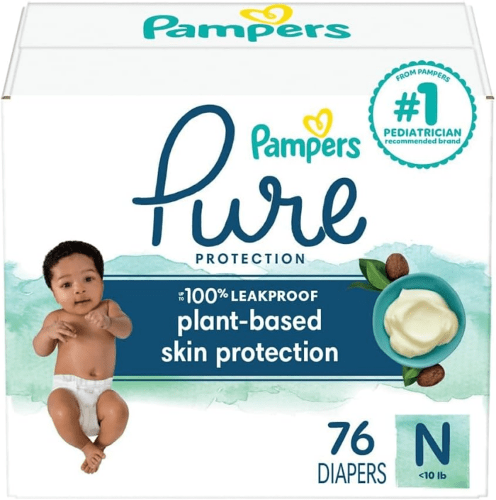 Pure Protection Diapers Newborn - Size 0, 76 Count, Hypoallergenic Premium Disposable Baby Diapers