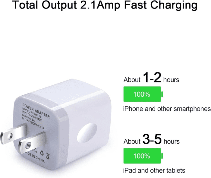 USB Wall Charger,  2Pack Dual Port 2.1Amp Fast Brick Base Adapter Charging Block Charger Cube Plug Charger Box for Iphone 16 Pro Max 15 14 13 12 11 Pro X 6 6S 7 8 Plus, Ipad, Samsung, Android - Image 4