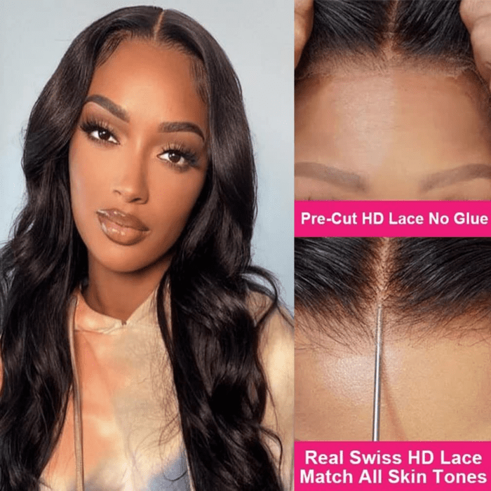 Wear and Go Glueless Wigs Human Hair Pre Plucked Body Wave Lace Front Wigs for Beginners Upgraded No Glue Pre Cut HD 4X4 Lace Closure Wigs for Black Women 18 Inch - Image 2