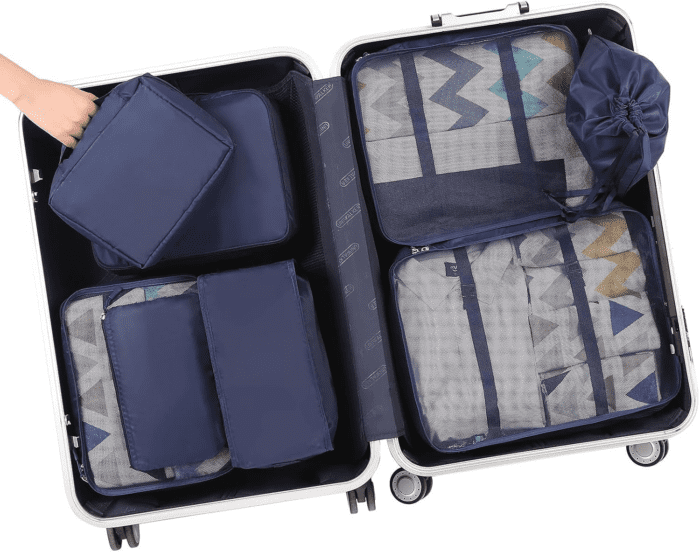 8 Set Packing Cubes Luggage Packing Organizers for Travel Accessories-Indigo - Image 7