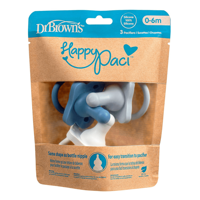 Happypaci 100% Silicone Baby Pacifier, Contoured One-Piece Design, White, Blue, Light Blue, 0-6M, Bpa-Free, 3 Pack - Image 6