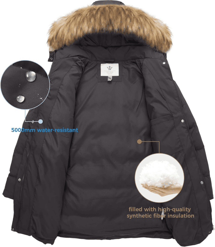 Women'S Winter Thicken Puffer Coat Warm Jacket with Faux Fur Removable Hood - Image 5