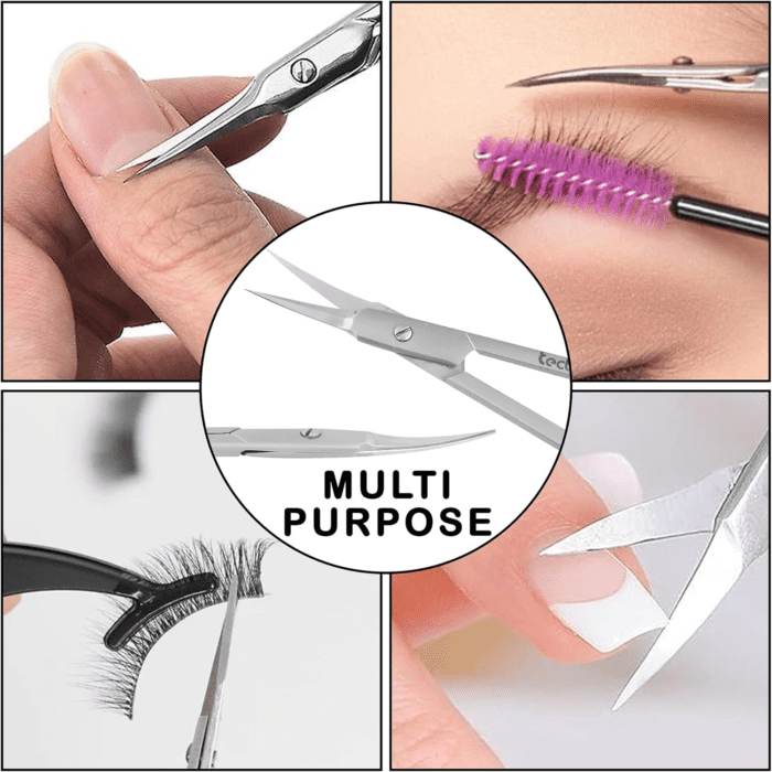 Professional Nail Scissors, Stainless Steel Manicure Scissors,Cuticle Scissors, Multi-Purpose, Eyelashes, Eyebrow, Toenail for Women and Men (Extra Fine Tip Nail Scissor) - Image 5