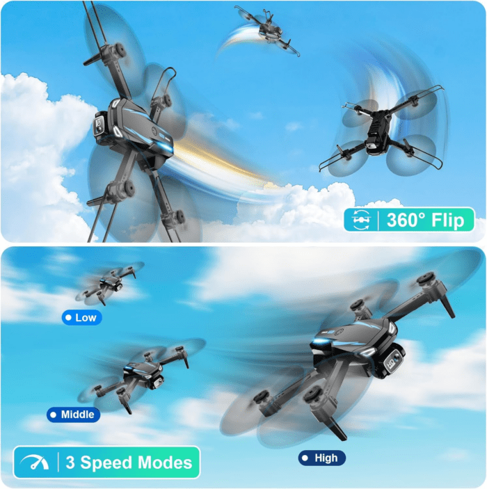 Drone with Camera, 1080P HD FPV Foldable Drone for Kids Adults Beginners, Brushless Motor RC Quadcopter with Stable Hover, Gestures Selfie, Waypoint Fly, 3D Flips, One Key Start, 2 Batteries - Image 3