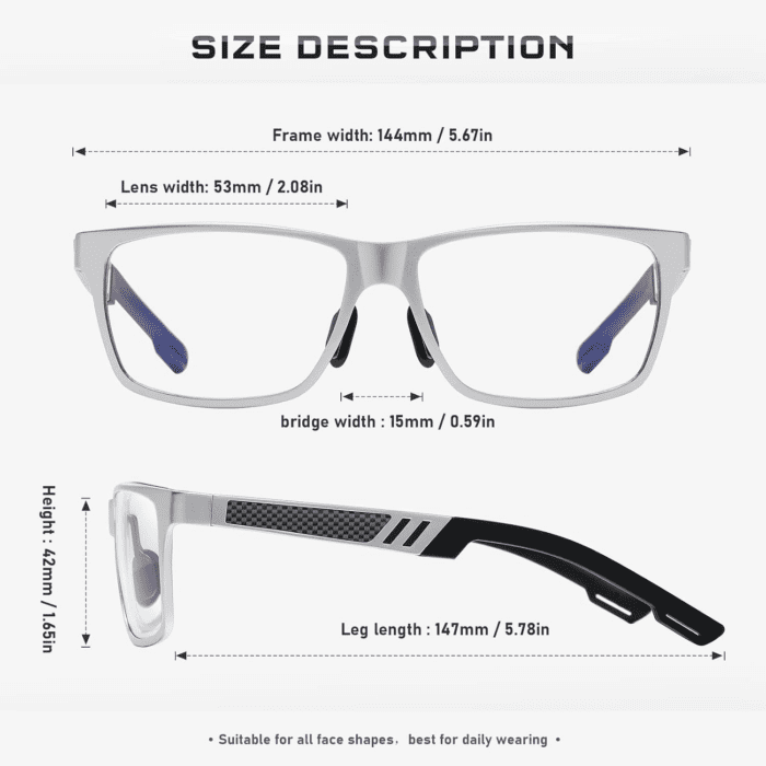 Blue-Light-Blocking-Glasses Men/Women Gaming Glasses Computer Screen Eyeglasses Metal Frame - Image 3