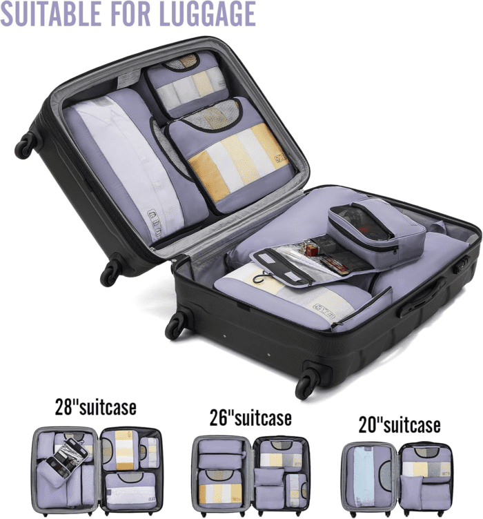 8 Set Packing Cubes for Suitcases, Travel Bag Organizers for Carry on Luggage, Suitcase Organizer Bags Set for Travel Essentials Travel Accessories in 4 Sizes(Extra Large, Large, Medium, Small) - Image 6