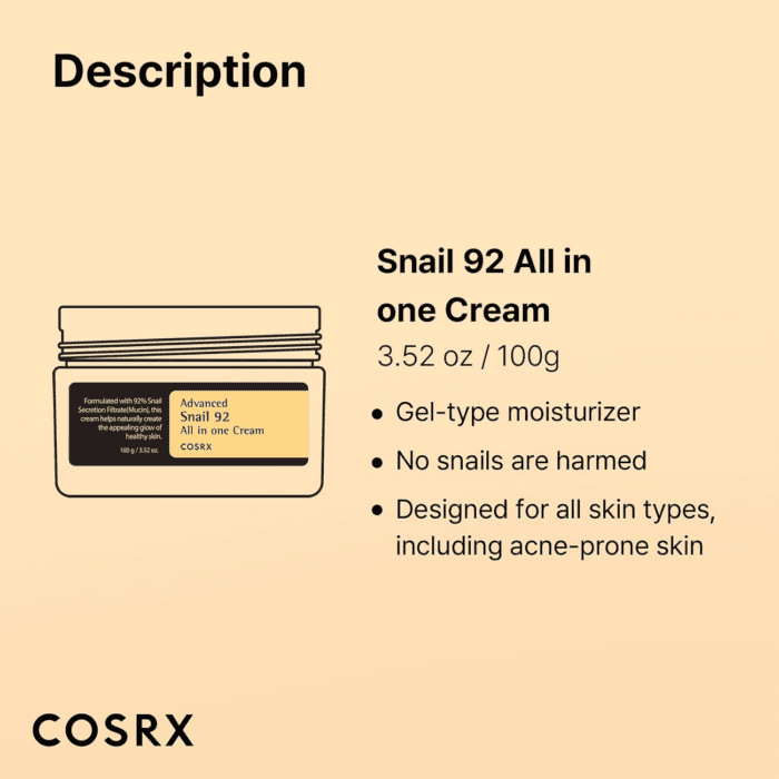 Snail Mucin 92% Face Moisturizer, 3.52 Oz, Lightweight Moisturing Cream for Soft, Glowy Skin, Korean Skin Care, Korean Moisturizer Face Cream - Image 8