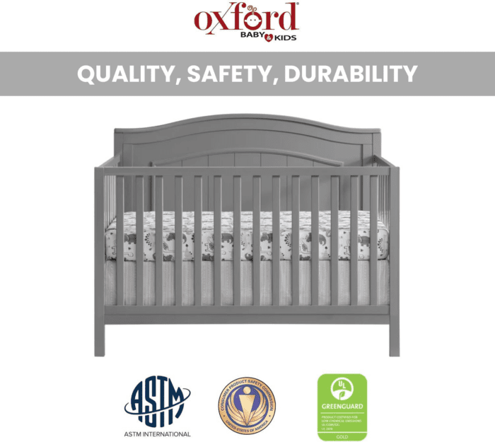 North Bay 4-In-1 Convertible Baby Crib, Dove Gray, Greenguard Gold Certified - Image 5