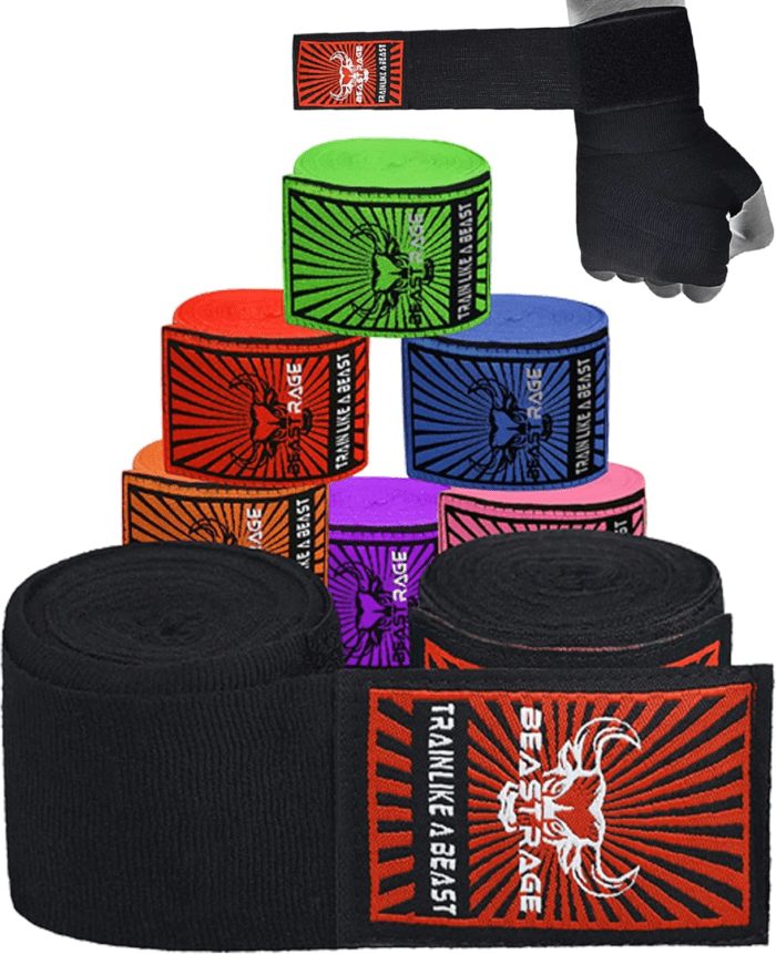 Boxing Hand Wraps for MMA Kickboxing Wrist Wraps Professional Adult 180" Semi-Elastic Martial Arts Inner Gloves Heavy Bag Handwraps Muay Thai Thumb Straps