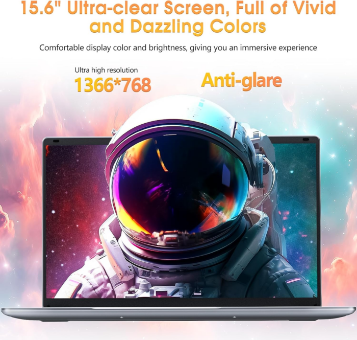 15.6 Inch Laptops, 4GB RAM, 128GB SSD Laptop Computer, Celeron N4000 Processor Notebook, Bluetooth5.0, Mini HDMI, Webcam, 7000Mah, Type-C, UHD Graphics 600(Sliver) - Image 4