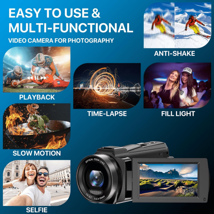 5K Video Camera Camcorder, 10X Optical Zoom 48MP UHD 30FPS Vlogging Camera for Youtube, Photography Recorder Camera with 270° 3" Rotation Screen, Microphone, Stabilizer, Remote Control - Image 6