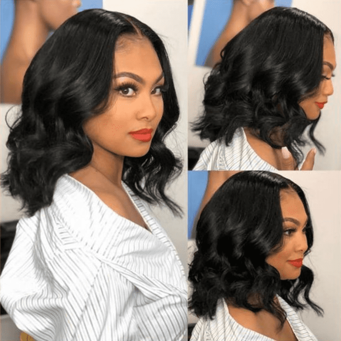 Glueless Bob Wig Human Hair Pre Plucked Wear and Go Wigs Pre Cut Lace Body Wave Short Bob Lace Front Wigs for Black Women Upgraded No Glue 4X4 Lace Closure Wigs (12 Inch) - Image 5