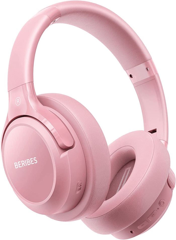 Bluetooth Wireless Headphones over Ear, 65H Playtime and 6 EQ Music Modes with Microphone, Hifi Stereo Foldable Lightweight Headset, Deep Bass for Home Office Cellphone PC Etc.(Pink)