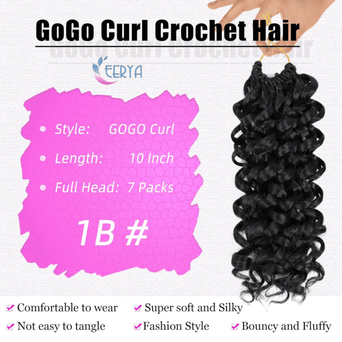 7 Packs Gogo Curl Crochet Hair 10 Inch Short Curly Crochet Hair for Women Water Wave Beach Curl Deep Twist Crochet Braids Synthetic Braiding Hair Extensions(10 Inch, 1B) - Image 3