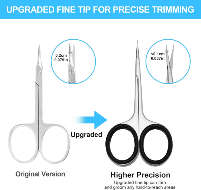 Cuticle Scissors, Professional 6-Blade Manicure Scissors, Stainless Steel Eyebrow Scissor, Cuticle Scissors Extra Fine Curved for Manicure, Eyelashes, Eyebrow, Toenail for Women and Men - Image 5