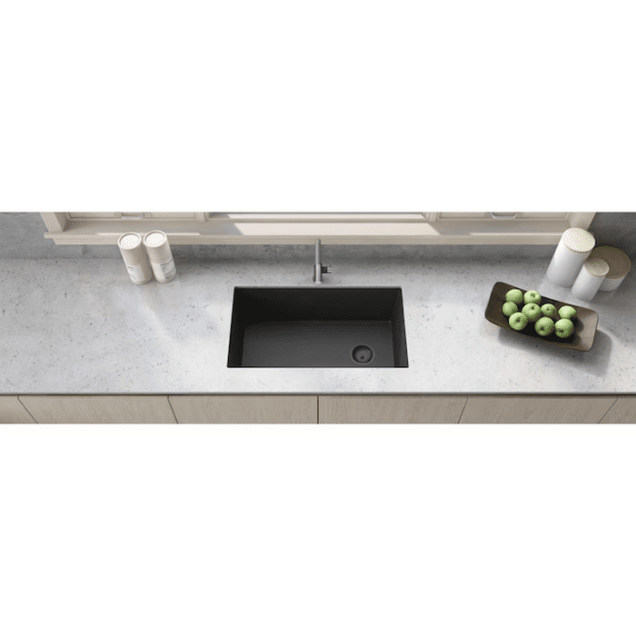 Epigranite Undermount 32-In X 19-In Midnight Black Granite Single Bowl Kitchen Sink - Image 8