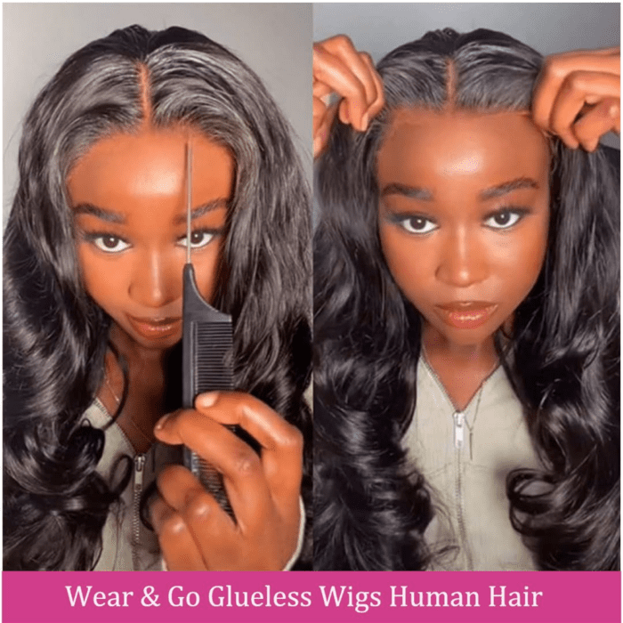 Glueless Bob Wig Human Hair Pre Plucked Wear and Go Wigs Pre Cut Lace Body Wave Short Bob Lace Front Wigs for Black Women Upgraded No Glue 4X4 Lace Closure Wigs (12 Inch) - Image 6