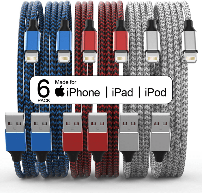 [Apple Mfi Certified] 6Pack 3/3/6/6/6/10 FT Iphone Charger Nylon Braided Fast Charging Lightning Cable Compatible Iphone 14 Pro/13 Mini/13/12/11 Pro Max/Xr/Xs/8/7/Plus/6S/Se/Ipad