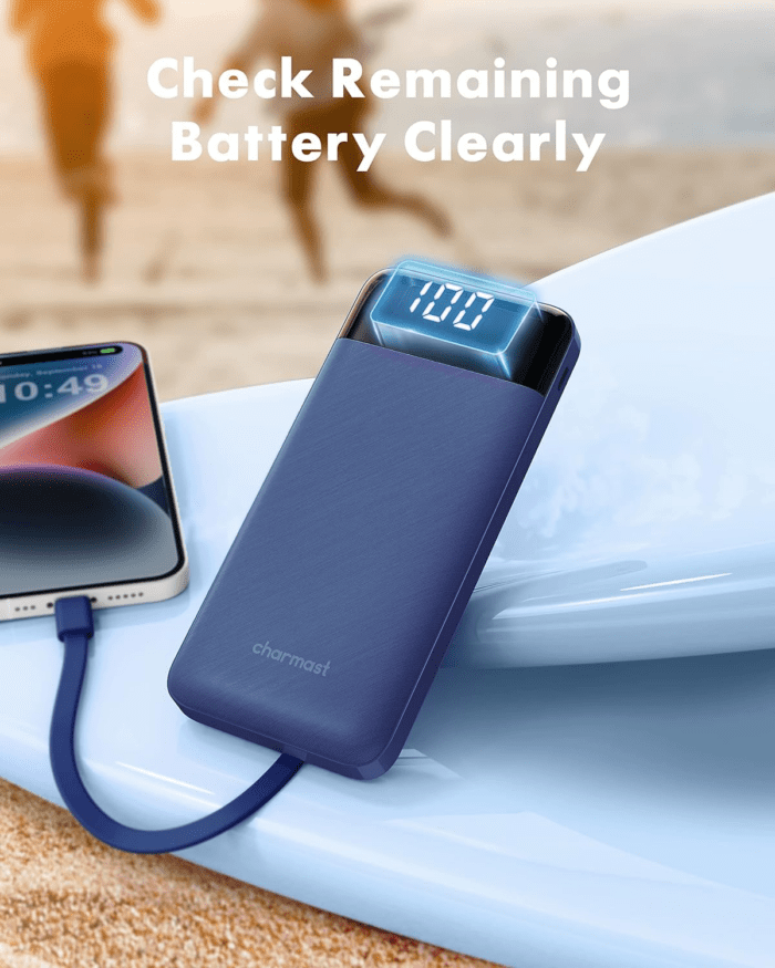 Portable Charger with Built in Cables, Portable Charger with Cords Wires Slim 10000Mah Travel Essentials Battery Pack 6 Outputs 3A High Speed Power Bank for Iphone Samsung Pixel LG Moto Ipad - Image 7