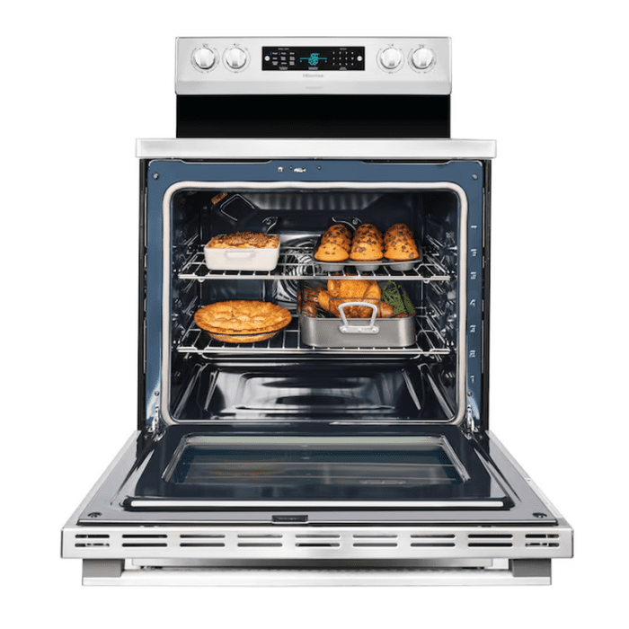 30-In Glass Top 5 Burners 5.8-Cu Ft Self & Steam Cleaning Air Fry Convection Oven Freestanding Electric Range (Stainless Steel) - Image 3