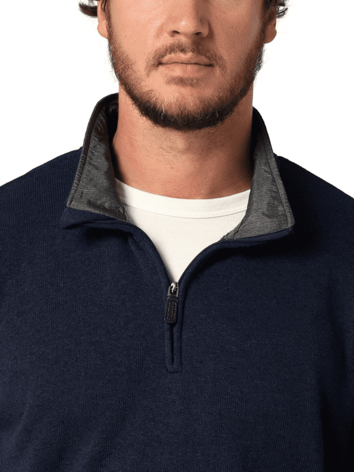 Men'S Long Sleeve Fleece Quarter-Zip Sweater - Image 2