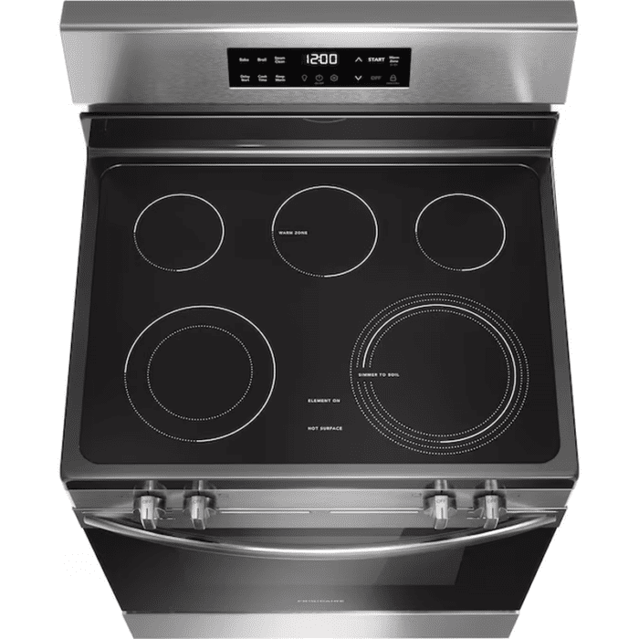 30-In Glass Top 5 Burners 5.3-Cu Ft Steam Cleaning Freestanding Electric Range (Fingerprint Resistant Stainless Steel) - Image 6