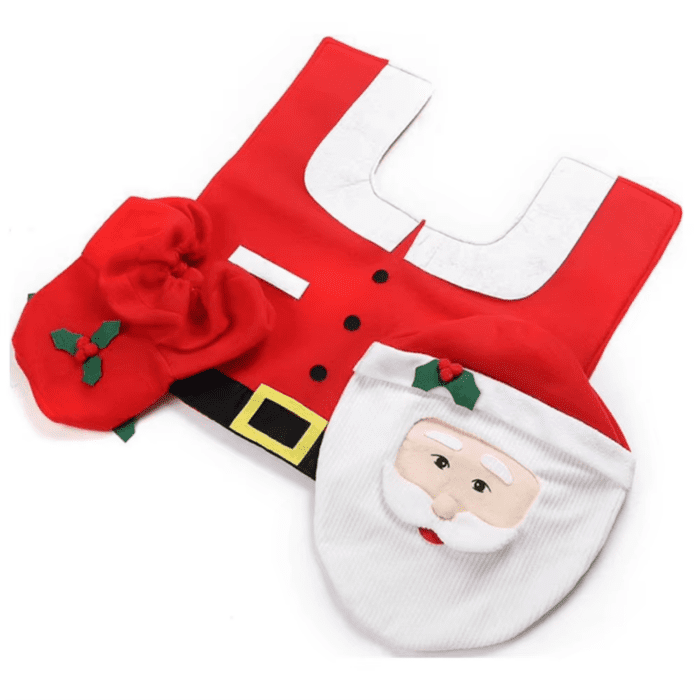 New Cute Christmas Toilet Seat Covers Creative Santa Claus Bathroom Mat Xmas Supplies for Home New Year Navidad Gift Decor 2024